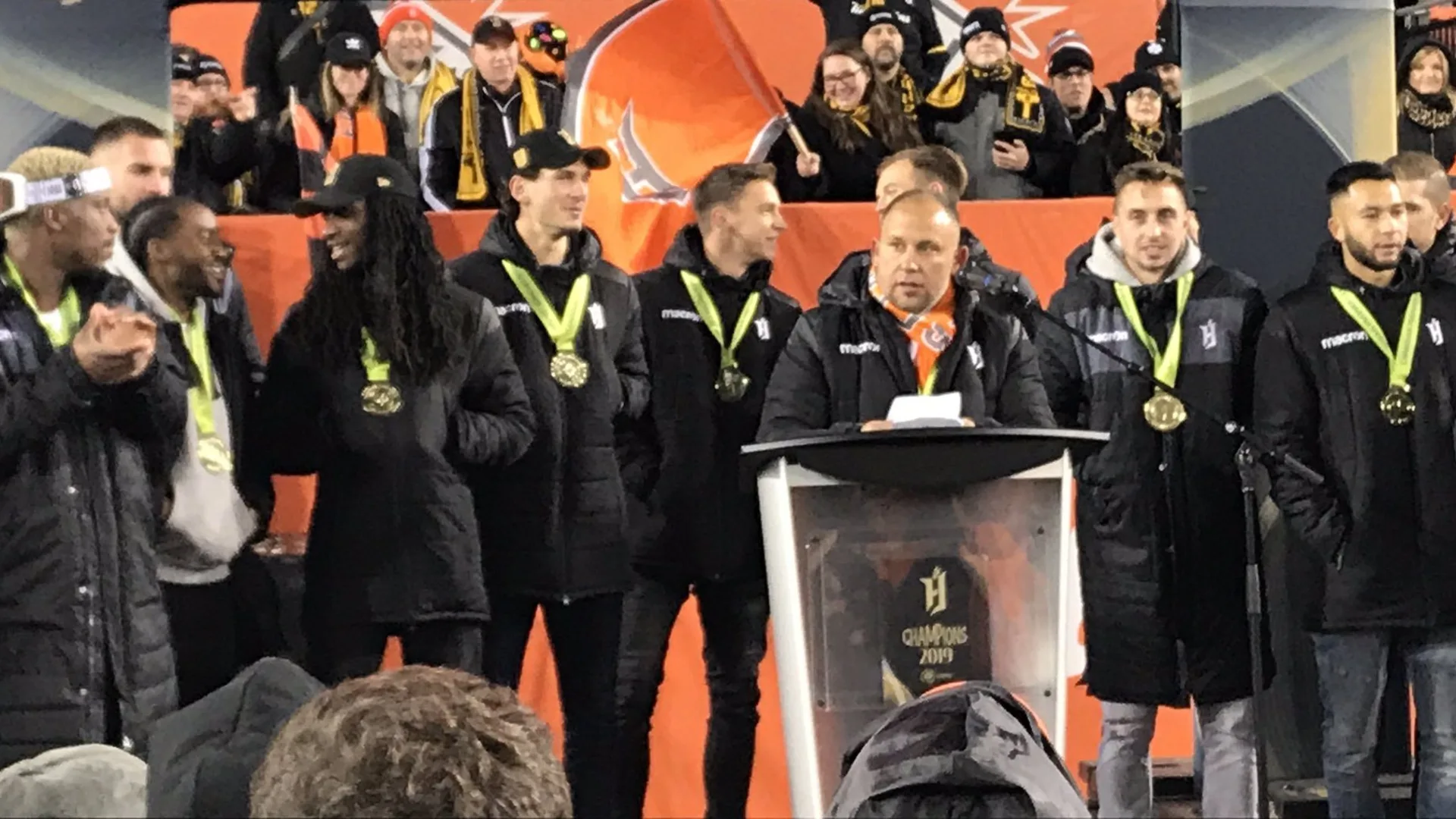 WATCH: Forge FC celebrate championship with supporters at Tim Hortons Field