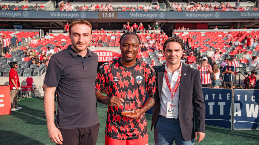 Ballou Tabla commemorated as Atlético Ottawa’s record appearance holder