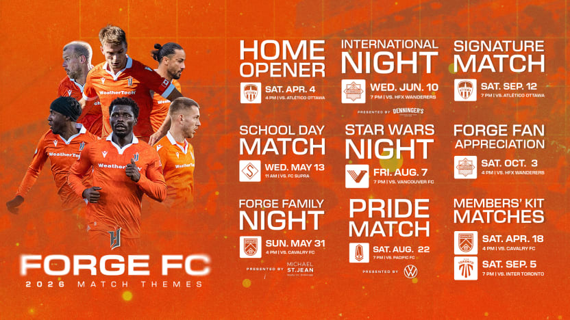 Forge FC Unveils Exciting 2026 Matchday Themes and Experiences for Fans