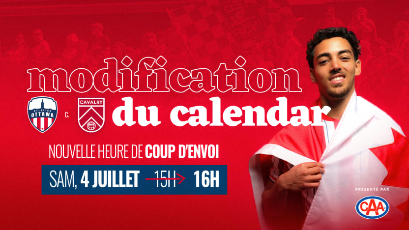 L'Atlético Ottawa modifie l'heure du coup d'envoi pour soutenir l’équipe nationale masculine de Canada Soccer