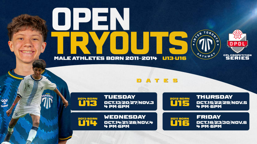 INTER TORONTO OPDL TRYOUTS ARE NOW LIVE